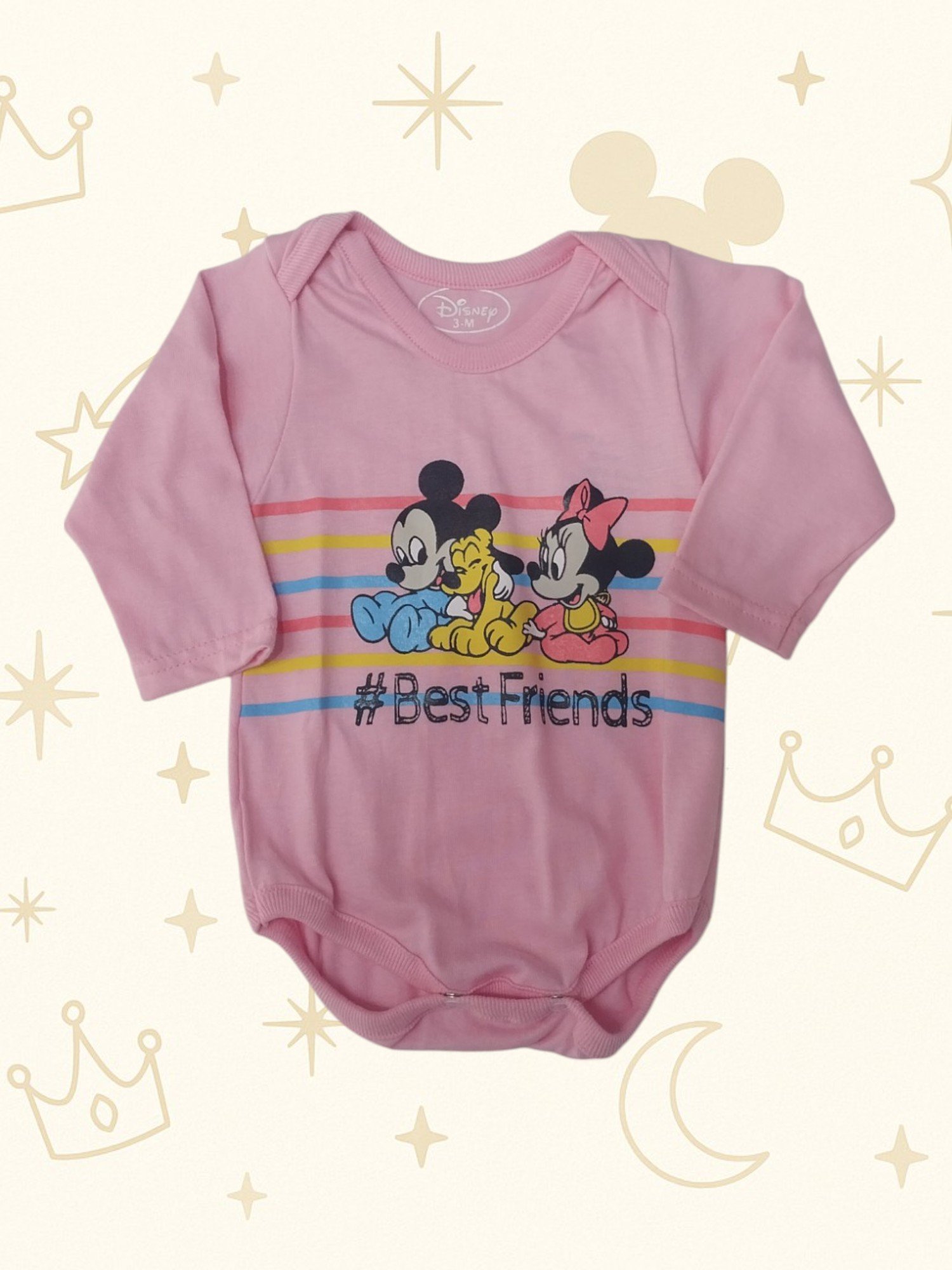 BODY ROSADO PARA BEBÉS – MICKEY, MINNIE Y PLUTO EN VERSIÓN BEBÉ