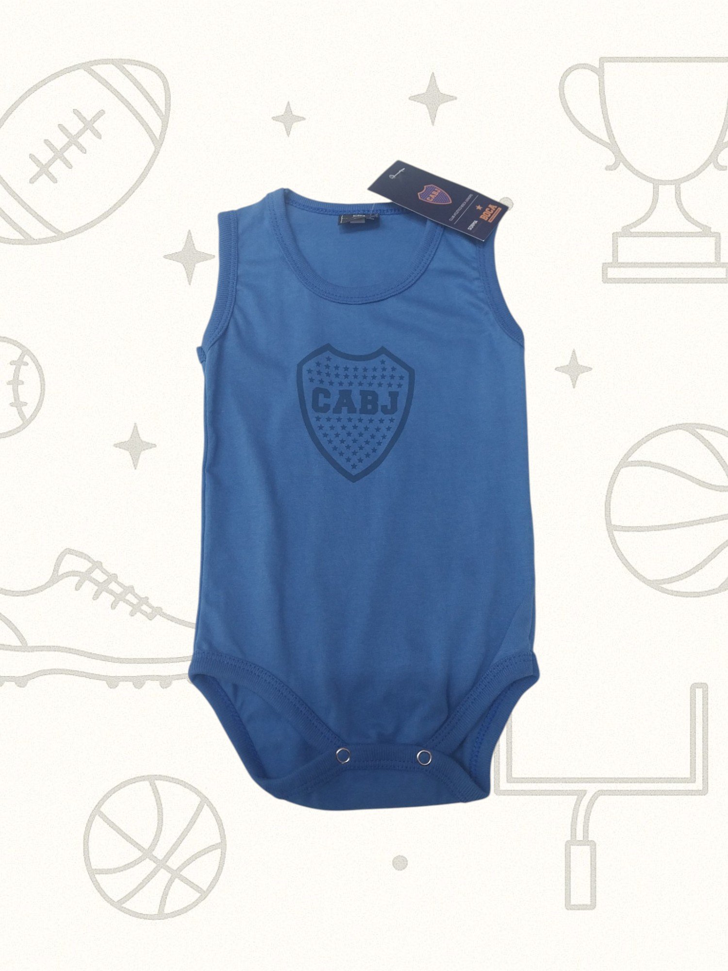 BODY AZUL PARA BEBÉS – ESCUDO DE BOCA JUNIORS