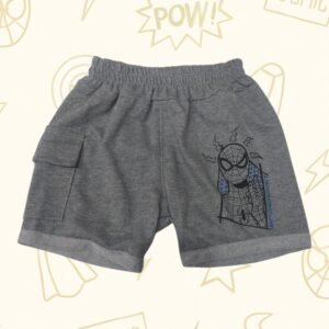 SHORT GRIS PARA NIÑOS – SPIDERMAN EN BLANCO Y NEGRO