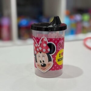 VASO CON TAPA TOMADERA MINNIE