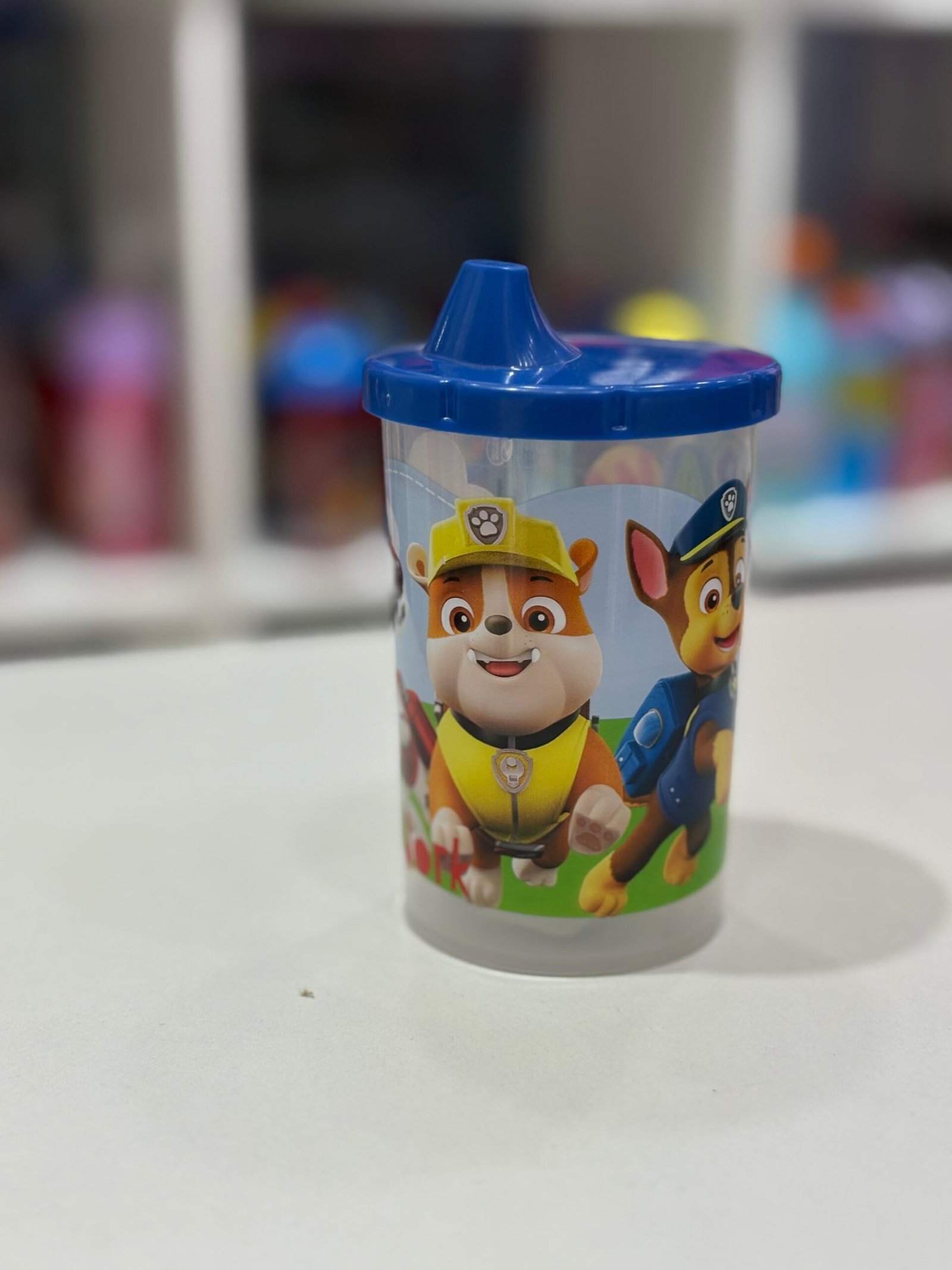 VASO CON TAPA TOMADERA PAW PATROL