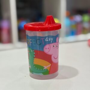VASO CON TAPA TOMADERA PEPPA PIG