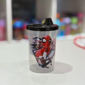 VASO CON TAPA TOMADORA SPIDERMAN