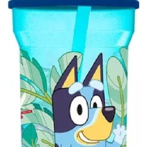 Vaso Tapa Alta + Pajita 460 Ml Bluey Playking Color Azul