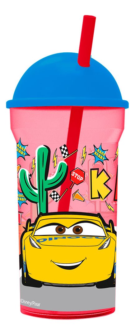 Vaso 460ml transparente tapa alta Cars