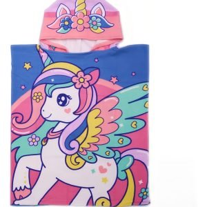 Poncho Infantil De Toalla Microfibra Secado Rapido Piñata Color Unis Estampado